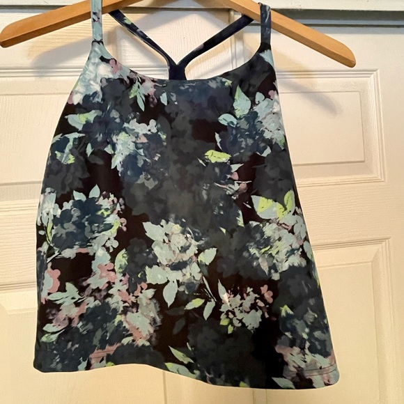 Old Navy Light Support Powersoft Longline Sports Bra 2XL Blue Floral - Picture 2 of 4
